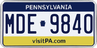 PA license plate MDE9840