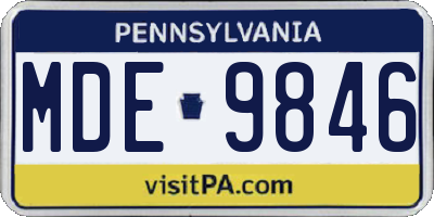 PA license plate MDE9846