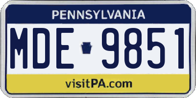 PA license plate MDE9851