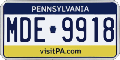 PA license plate MDE9918