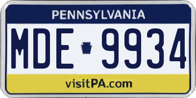 PA license plate MDE9934