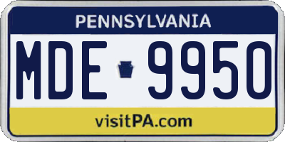 PA license plate MDE9950