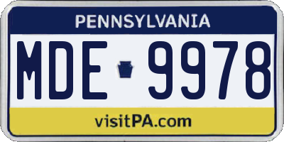 PA license plate MDE9978
