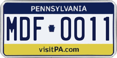 PA license plate MDF0011