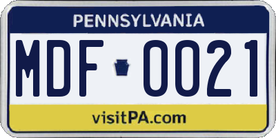 PA license plate MDF0021