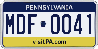 PA license plate MDF0041