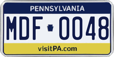 PA license plate MDF0048