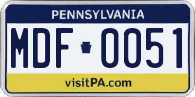 PA license plate MDF0051