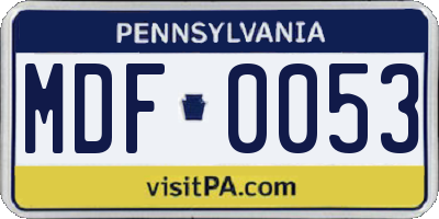 PA license plate MDF0053