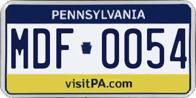 PA license plate MDF0054