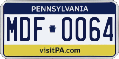 PA license plate MDF0064
