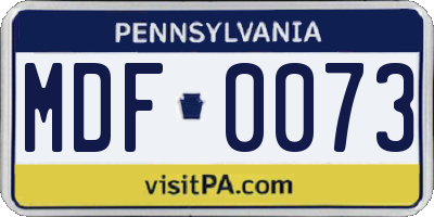 PA license plate MDF0073