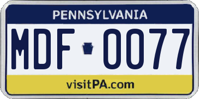 PA license plate MDF0077