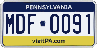 PA license plate MDF0091