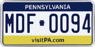 PA license plate MDF0094
