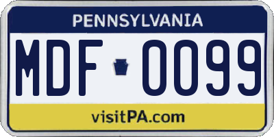 PA license plate MDF0099