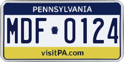 PA license plate MDF0124