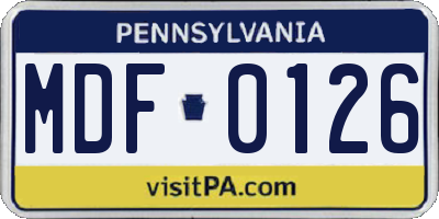 PA license plate MDF0126