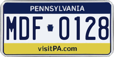 PA license plate MDF0128