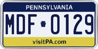 PA license plate MDF0129