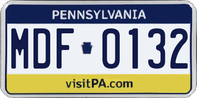 PA license plate MDF0132