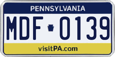PA license plate MDF0139