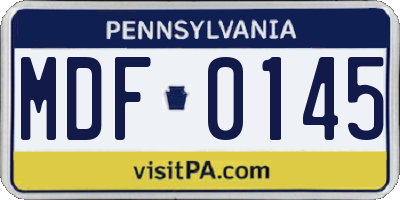 PA license plate MDF0145
