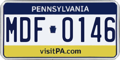 PA license plate MDF0146
