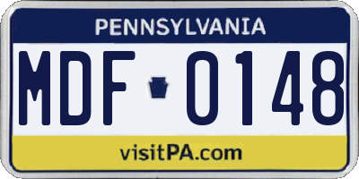 PA license plate MDF0148