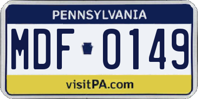 PA license plate MDF0149