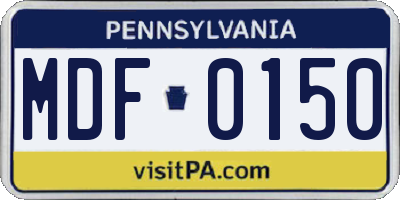 PA license plate MDF0150