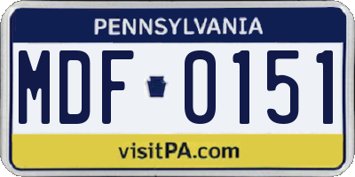 PA license plate MDF0151