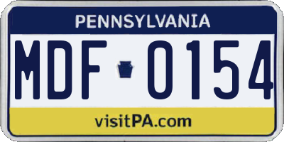 PA license plate MDF0154