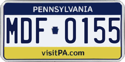 PA license plate MDF0155