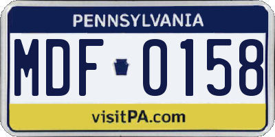 PA license plate MDF0158