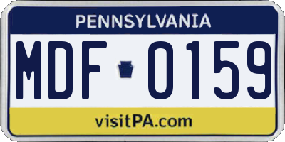 PA license plate MDF0159
