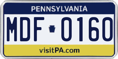 PA license plate MDF0160