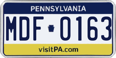 PA license plate MDF0163