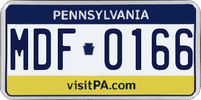 PA license plate MDF0166