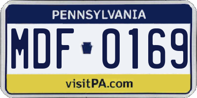 PA license plate MDF0169