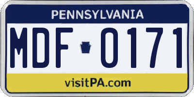 PA license plate MDF0171