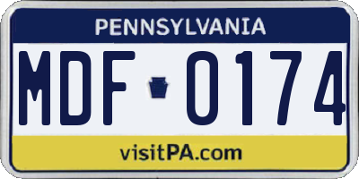 PA license plate MDF0174