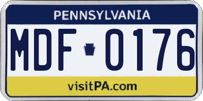 PA license plate MDF0176