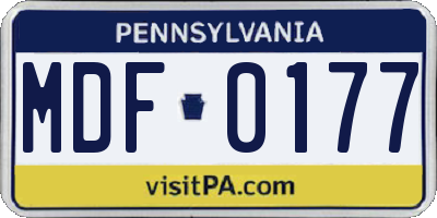 PA license plate MDF0177