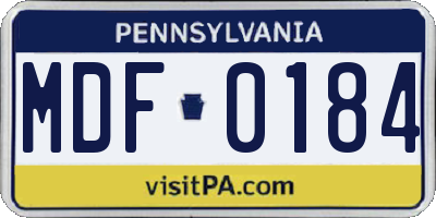 PA license plate MDF0184