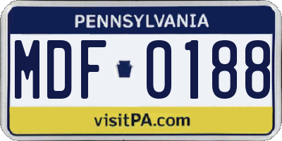 PA license plate MDF0188