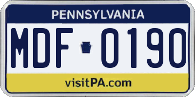 PA license plate MDF0190