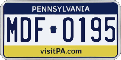 PA license plate MDF0195