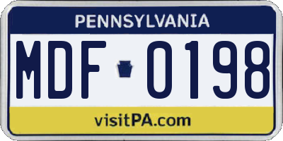 PA license plate MDF0198