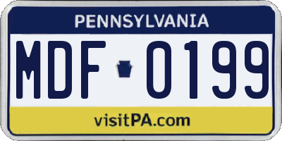 PA license plate MDF0199